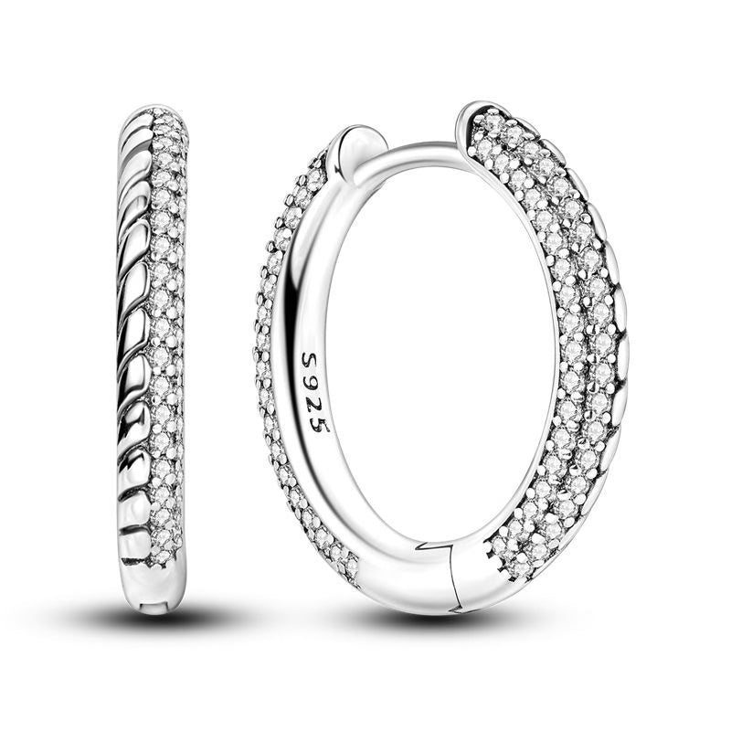 Half & Half Diamante Loop Earrings