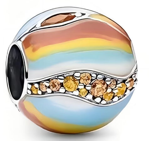 Blue & Brown Marble Diamante Charm