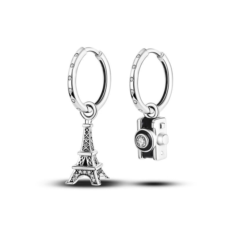 Eiffel Tower & Camera Pendant Earrings