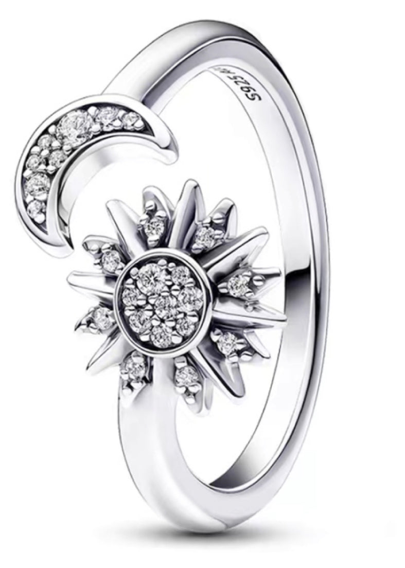 Diamante Sun & Moon Open Ring