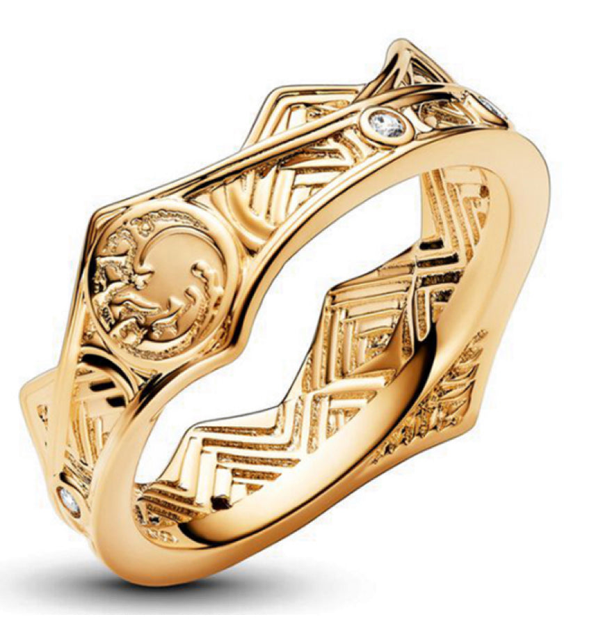 Golden Intricate Crown Ring