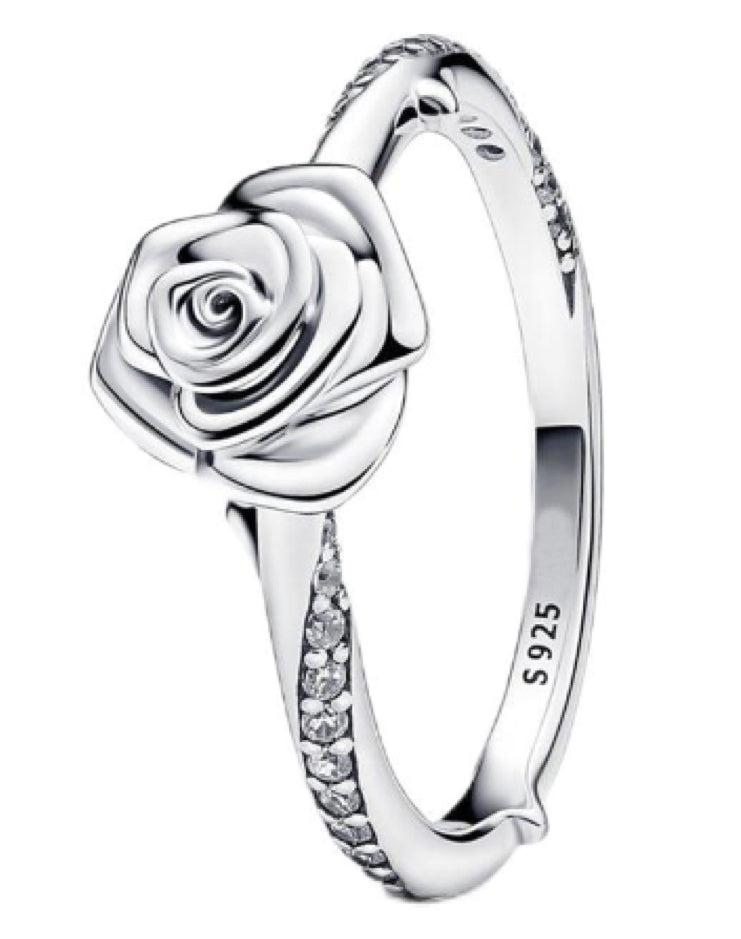 Rose & Diamante Twist Ring
