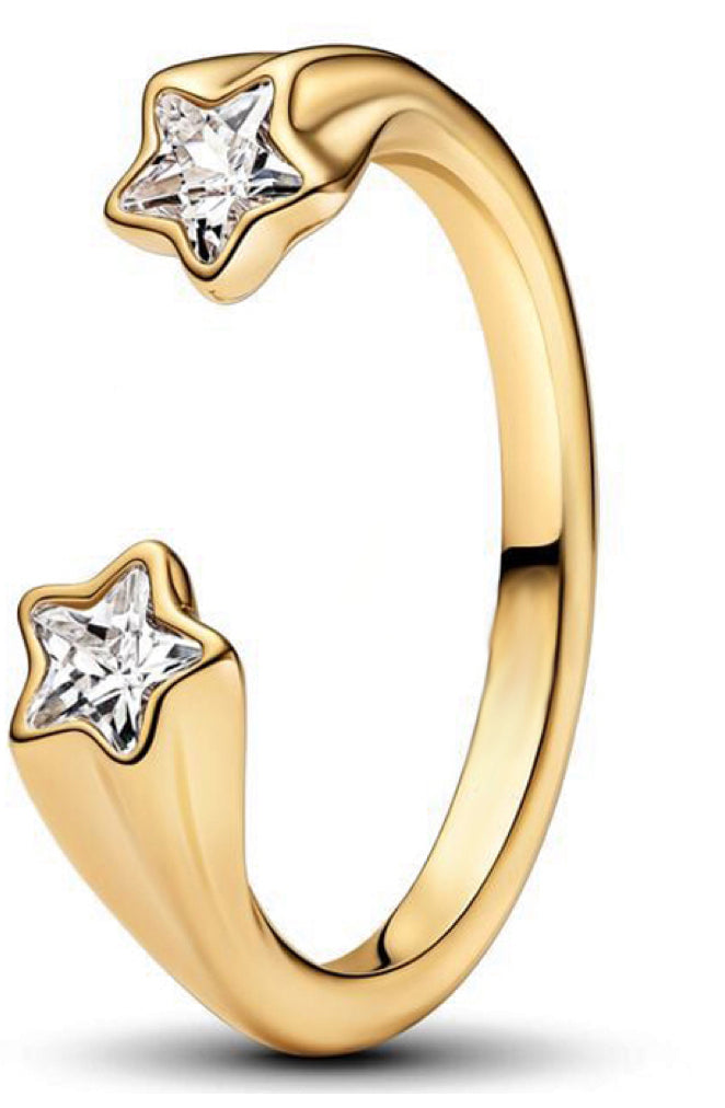 Star Diamante Golden Open Ring